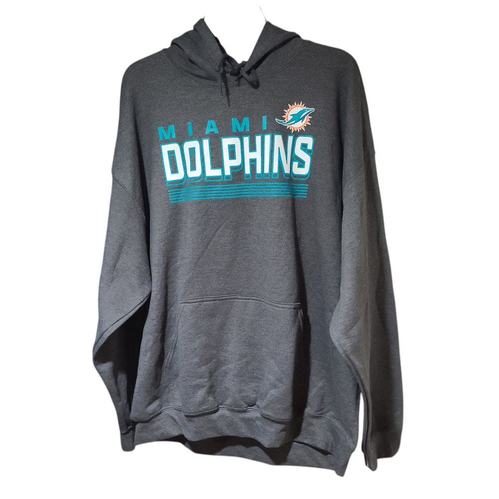 CSA NFL Miami Dolphins Men's Gray Pullover Hoodie Large NWT